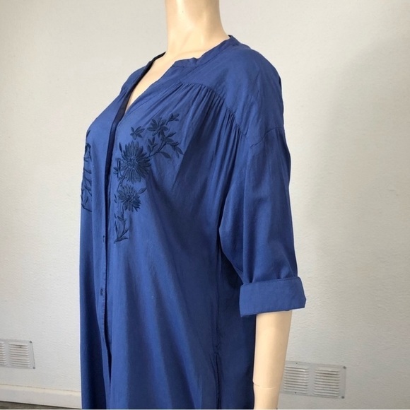 Studio CLIP button front embroidery flower T-shirt dress - Picture 6 of 16